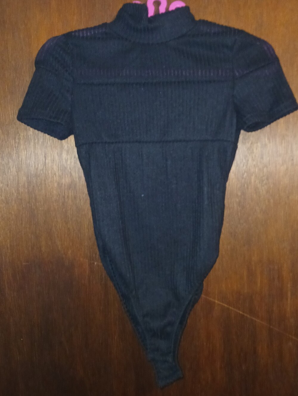 NWOT Black Shein Short Sleeve Ribbed One-Piece Bodysuit